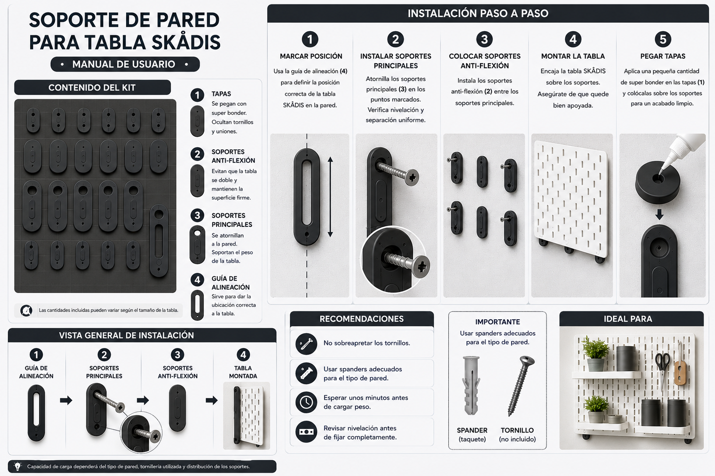 04A-Soportes mounting wall para Skadiis Blanco